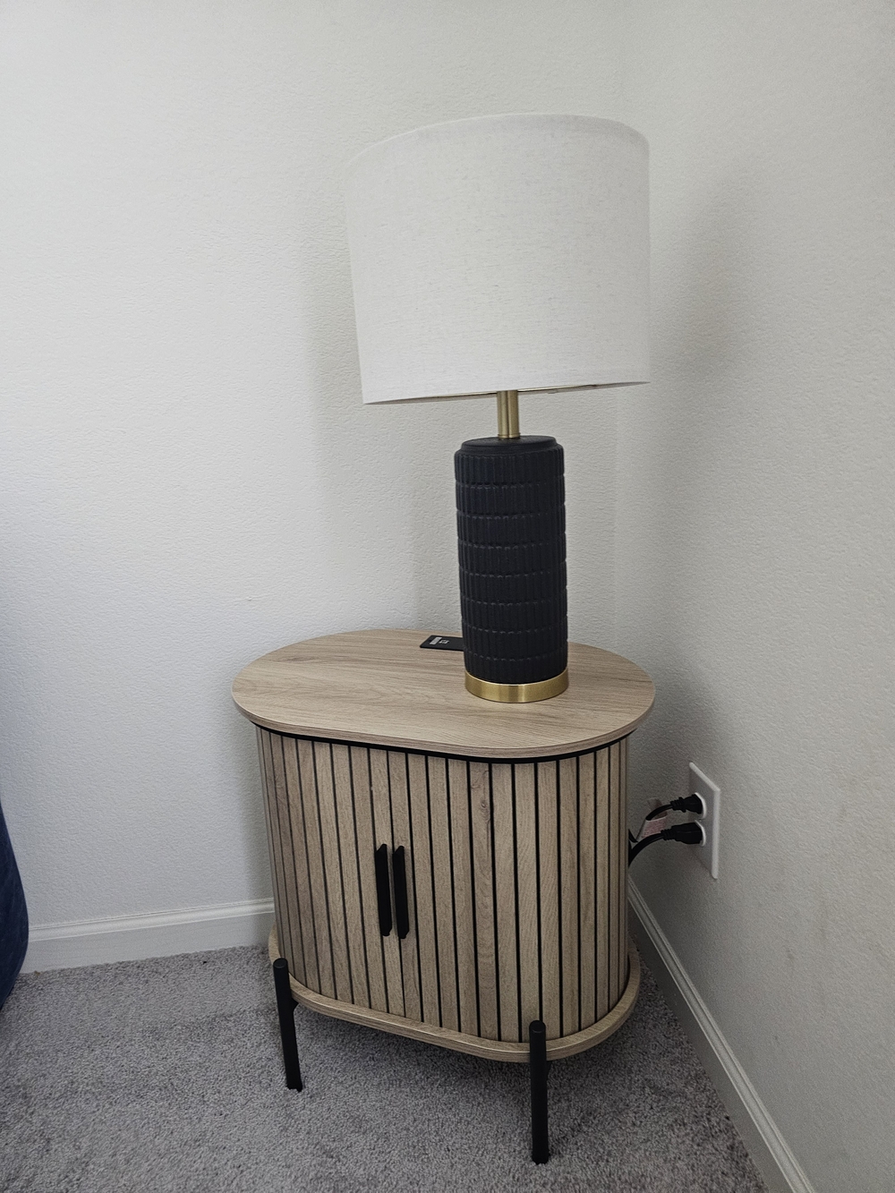 Modern Black Ceramic Table Lamp with White Linen Shade